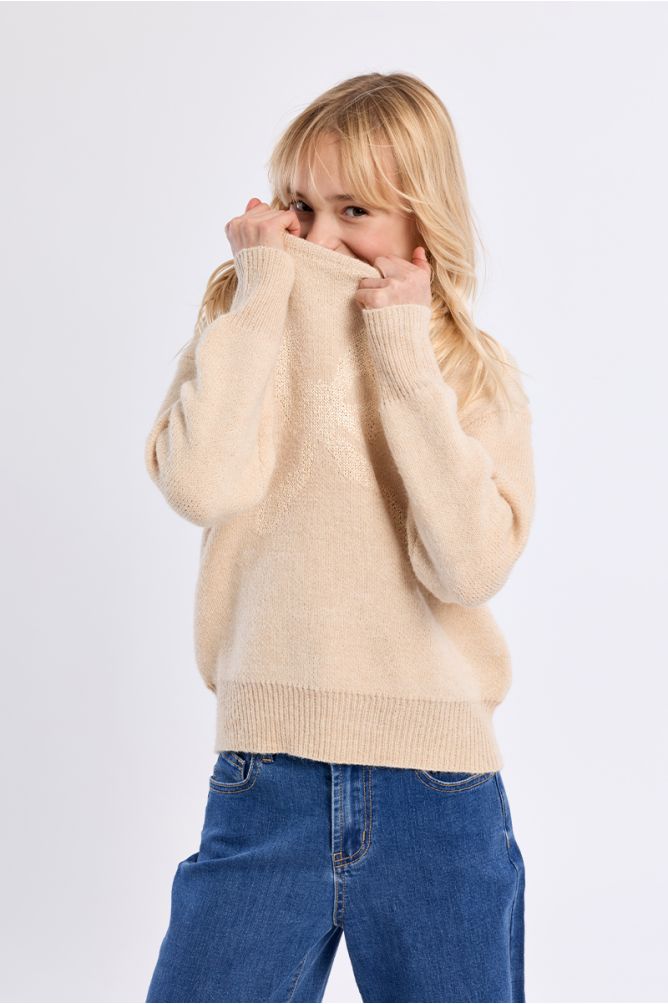 Knitted sweater, bow pattern