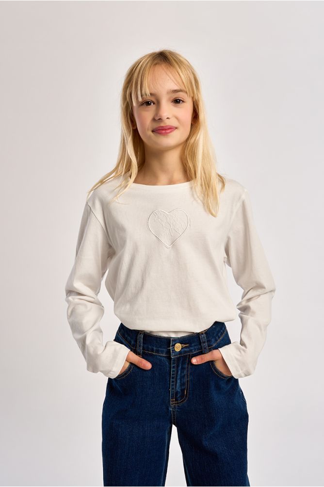 Camiseta de manga larga estampado corazón