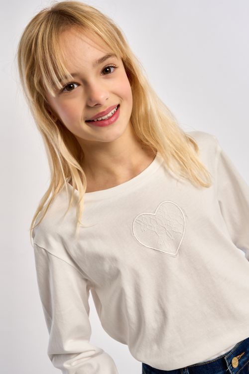 Camiseta de manga larga estampado corazón