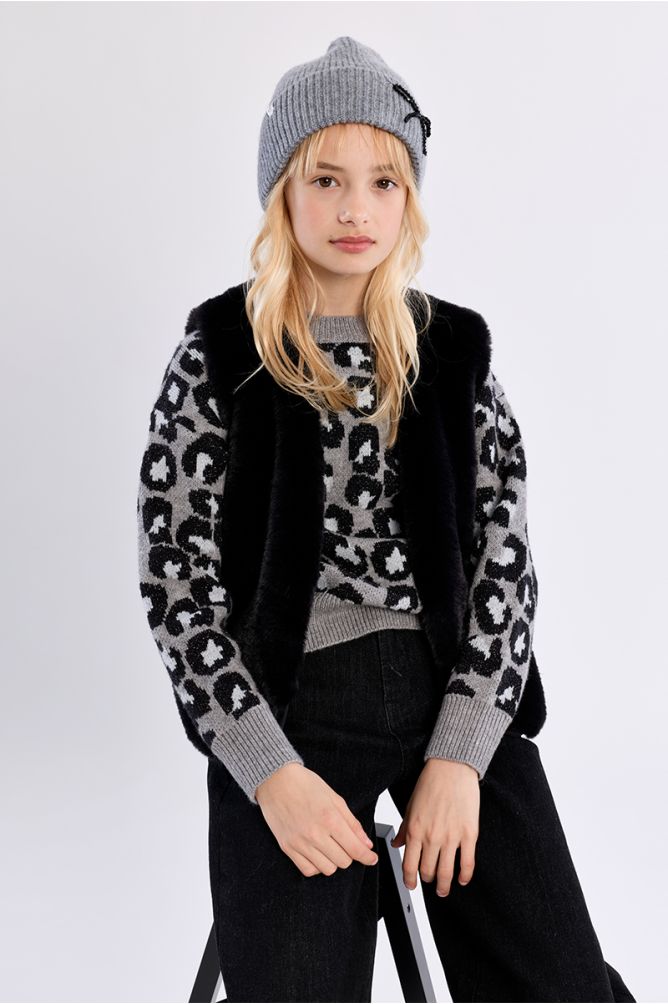 Veste sans manches en fausse fourrure