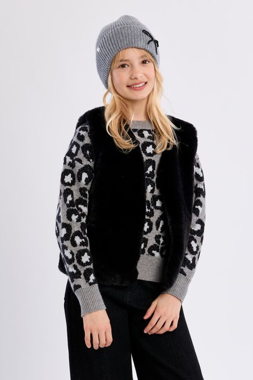 Sleeveless faux fur jacket