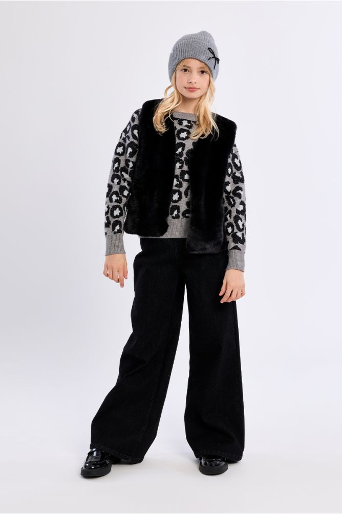 Veste sans manches en fausse fourrure