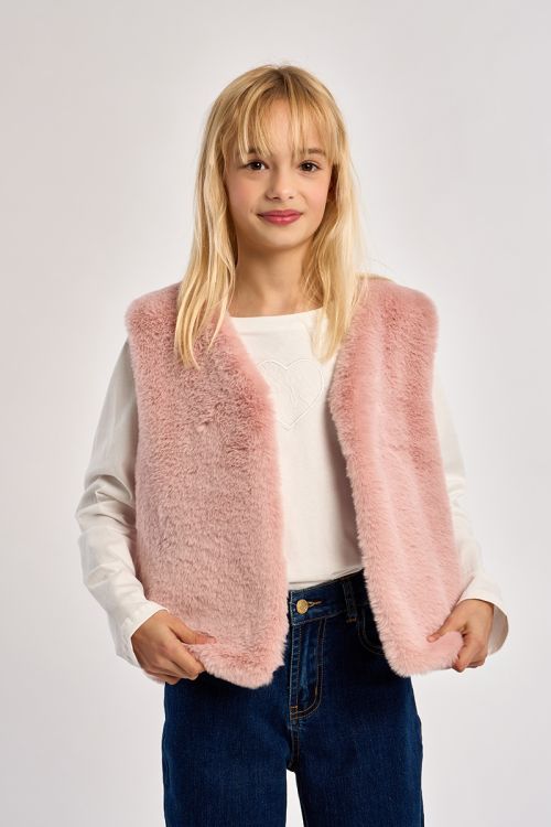 Sleeveless faux fur jacket