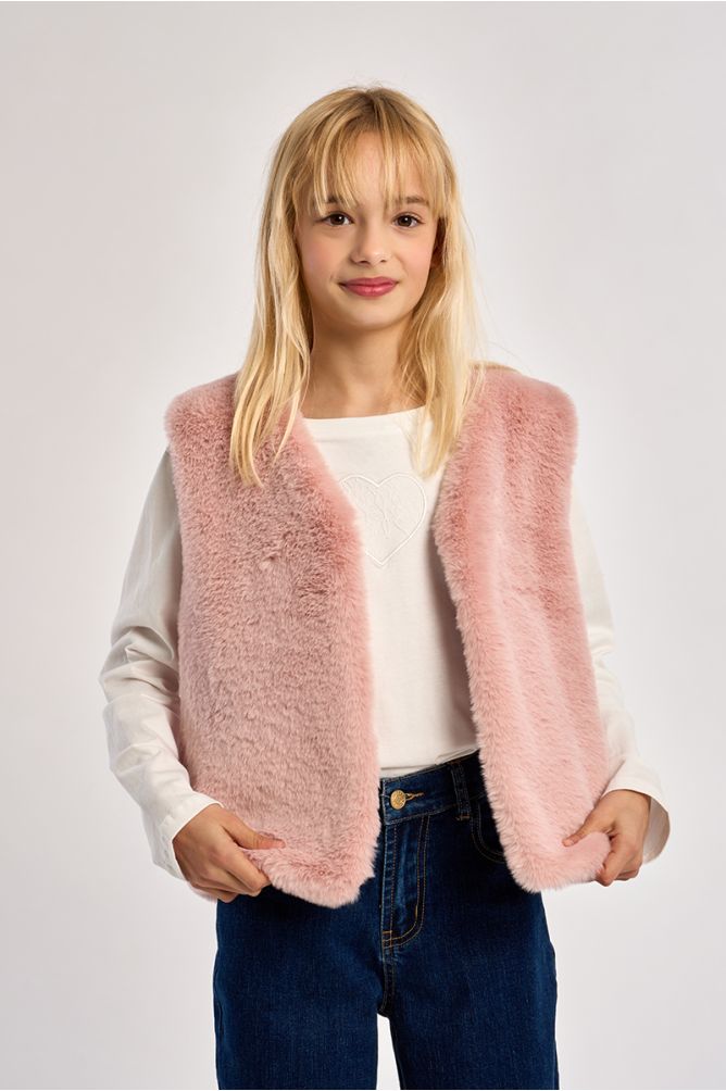 Sleeveless faux fur jacket