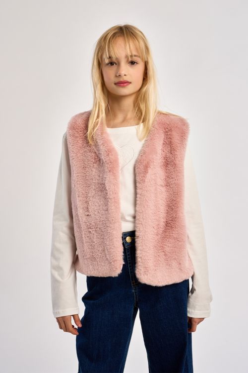 Sleeveless faux fur jacket
