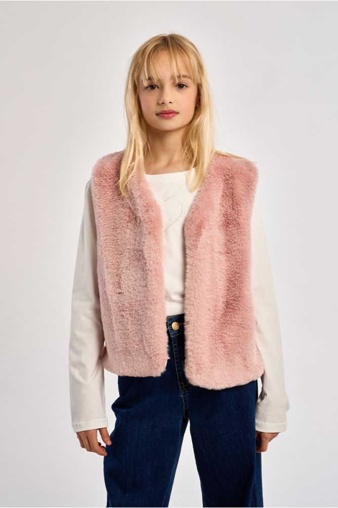 Sleeveless faux fur jacket