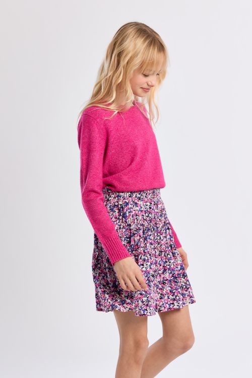 Falda corta con estampado y volantes