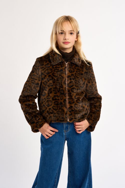 Veste zippée en fausse fourrure