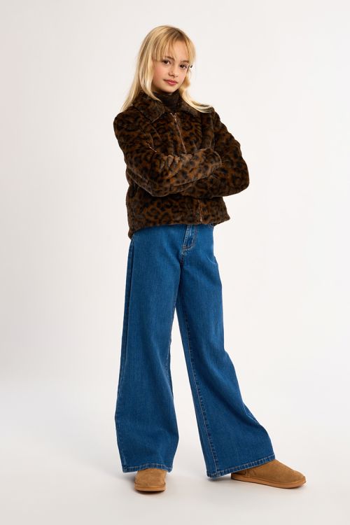 Veste zippée en fausse fourrure