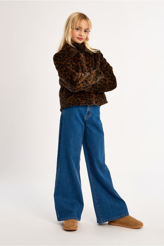Veste zippée en fausse fourrure