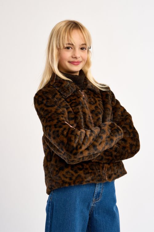 Veste zippée en fausse fourrure