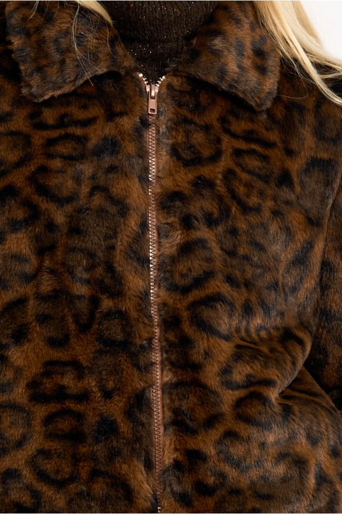 Veste zippée en fausse fourrure