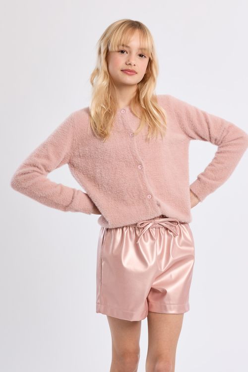 Knotted shorts, faux leather effect