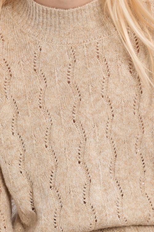 Openwork knit sweater, high collar