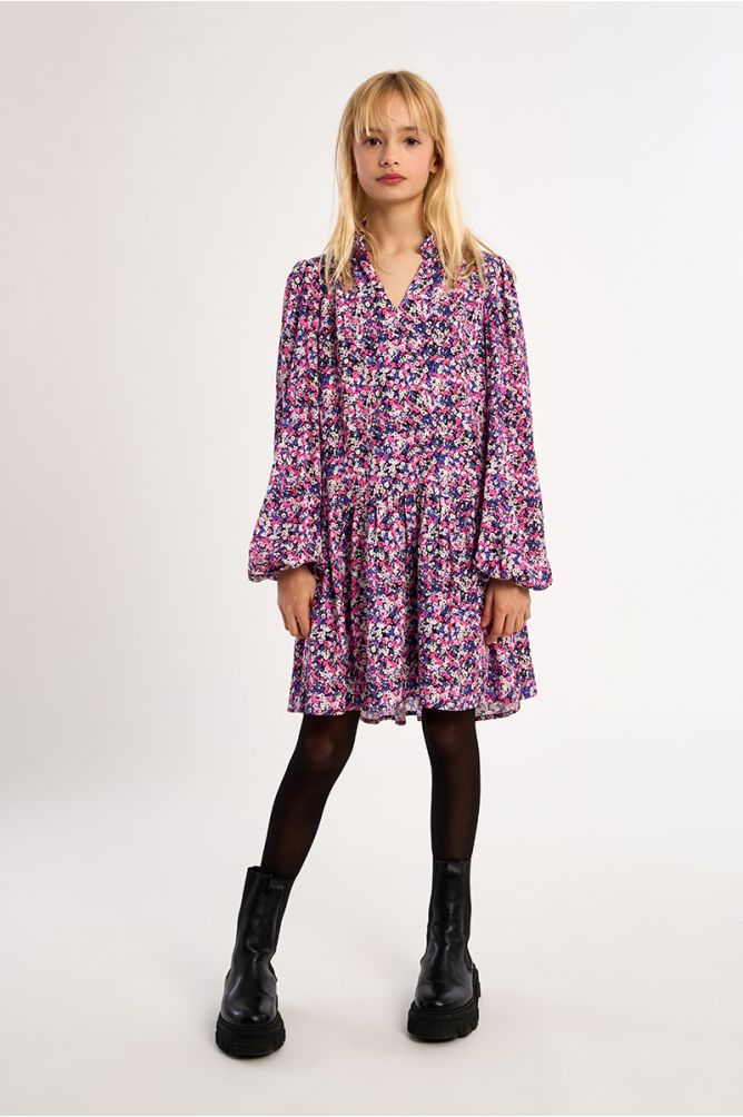 Ruffled dress, floral pattern