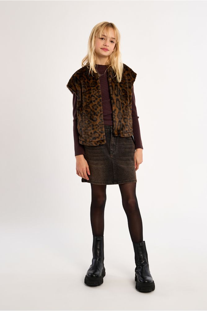 Veste sans manches en fausse fourrure