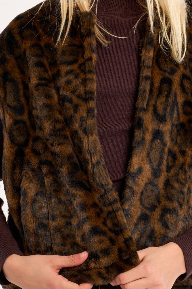 Veste sans manches en fausse fourrure