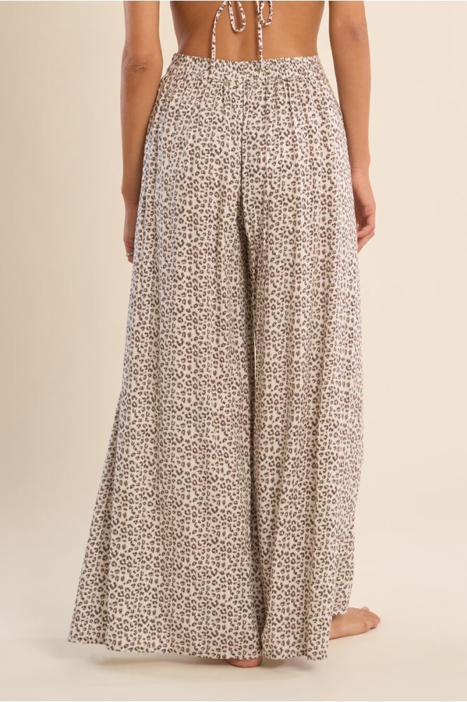 Pantalon fluide, imprimé léopard