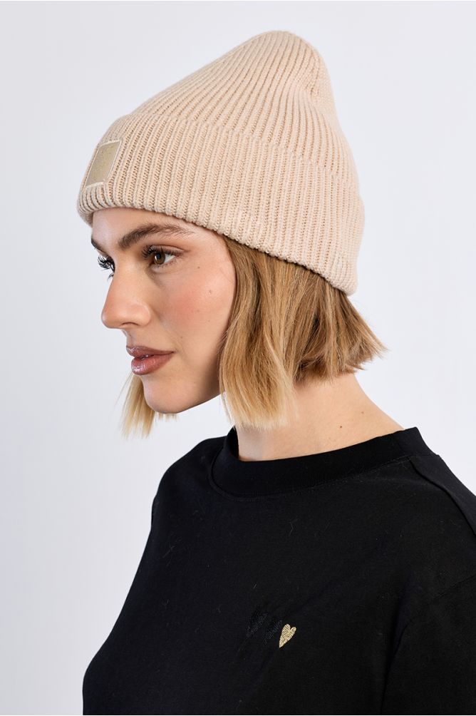 Bonnet en maille, patch Cœur