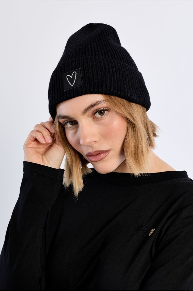 Berretto in maglia con patch cuore - Lili Sidonio