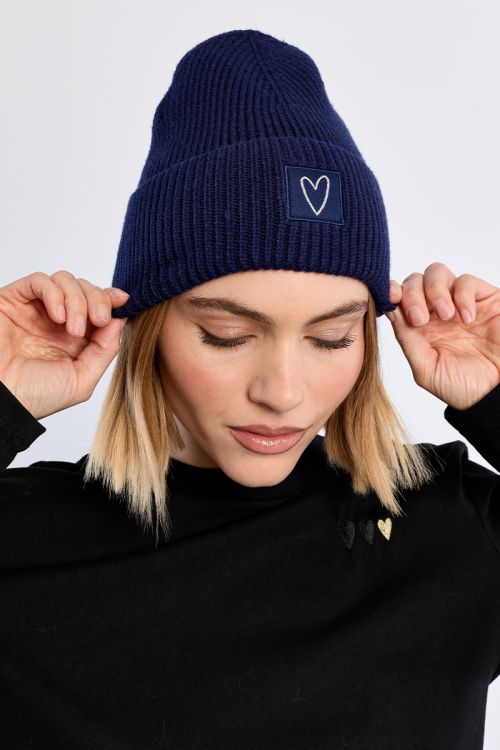 Bonnet en maille, patch Cœur