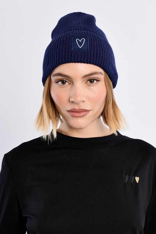 Bonnet en maille, patch Cœur