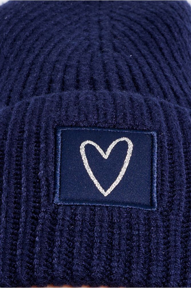 Bonnet en maille, patch Cœur