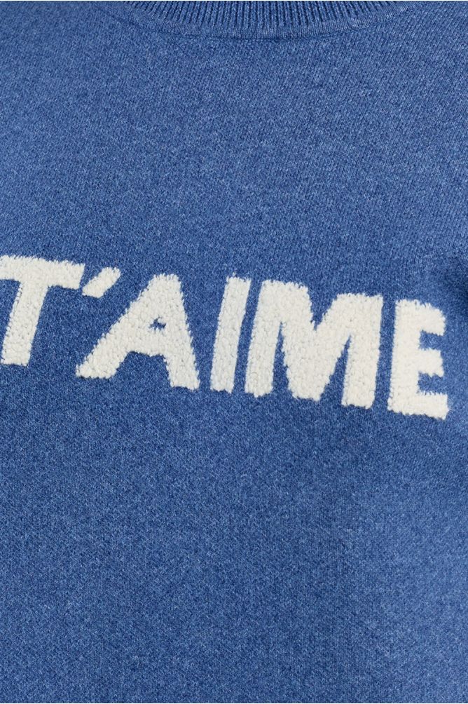 "Pull en maille, inscription ""Je t'aime"""