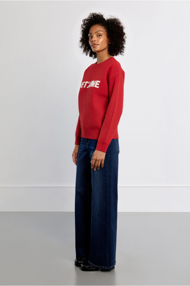 "Pull en maille, inscription ""Je t'aime"""
