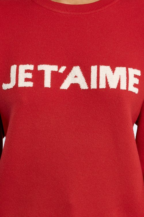 "Pull en maille, inscription ""Je t'aime"""