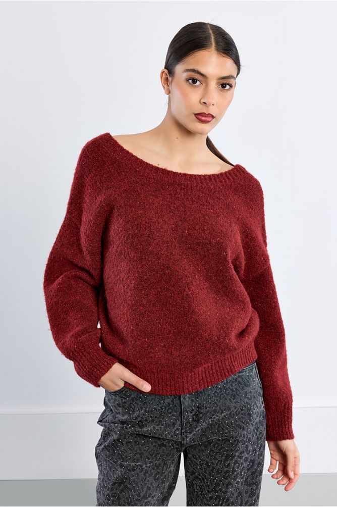 Pull en maille pailletée, dos nu