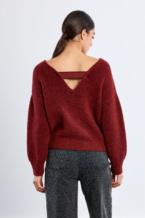 Sequined knit sweater, halter