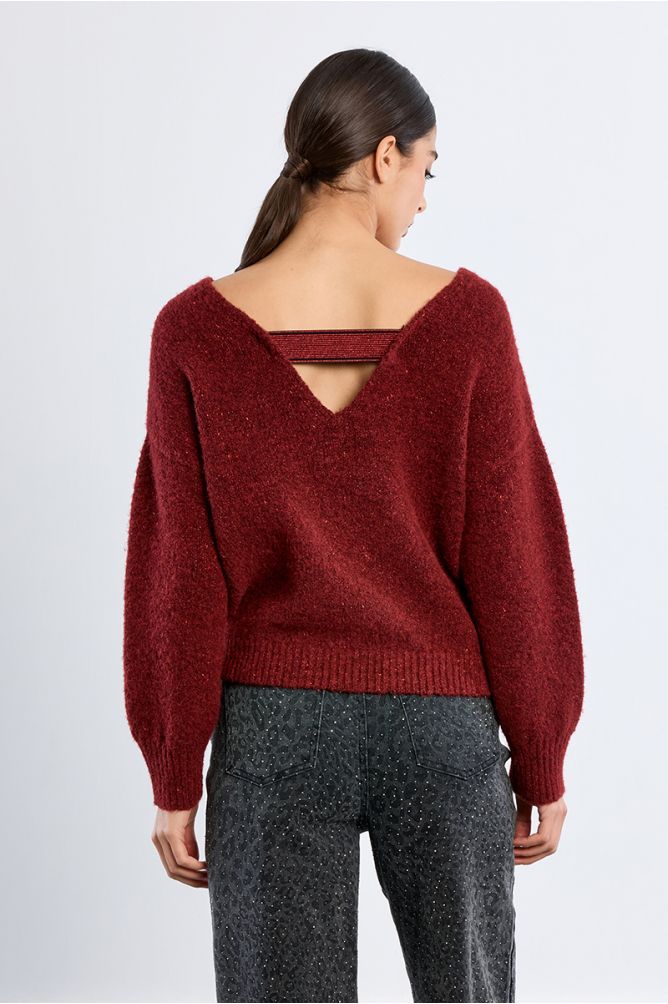 Sequined knit sweater, halter