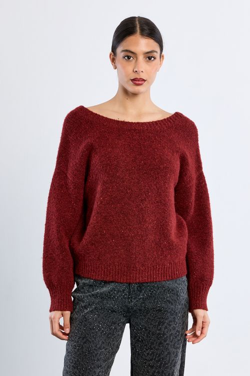Maglione glitterato in maglia con schiena scoperta - Lili Sidonio