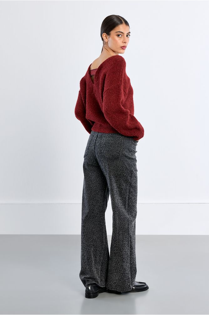 Sequined knit sweater, halter