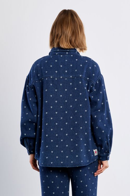 Surchemise en coton, surpiquée de cœurs