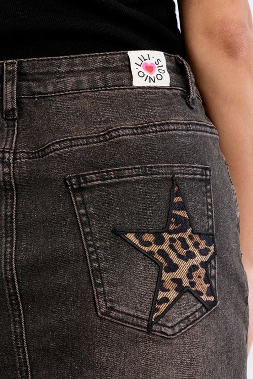 Mini jupe denim, patchs étoiles