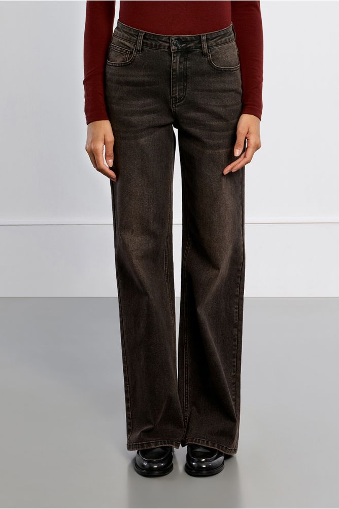 Denim effet usé droit, patchs étoiles