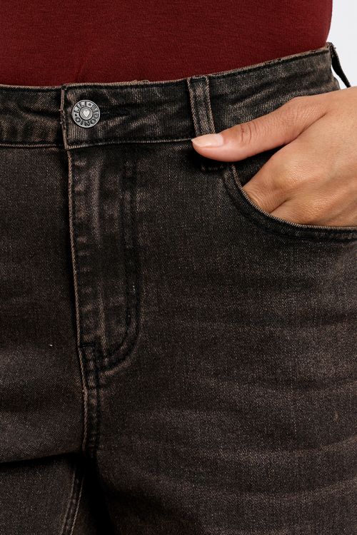 Denim effet usé droit, patchs étoiles