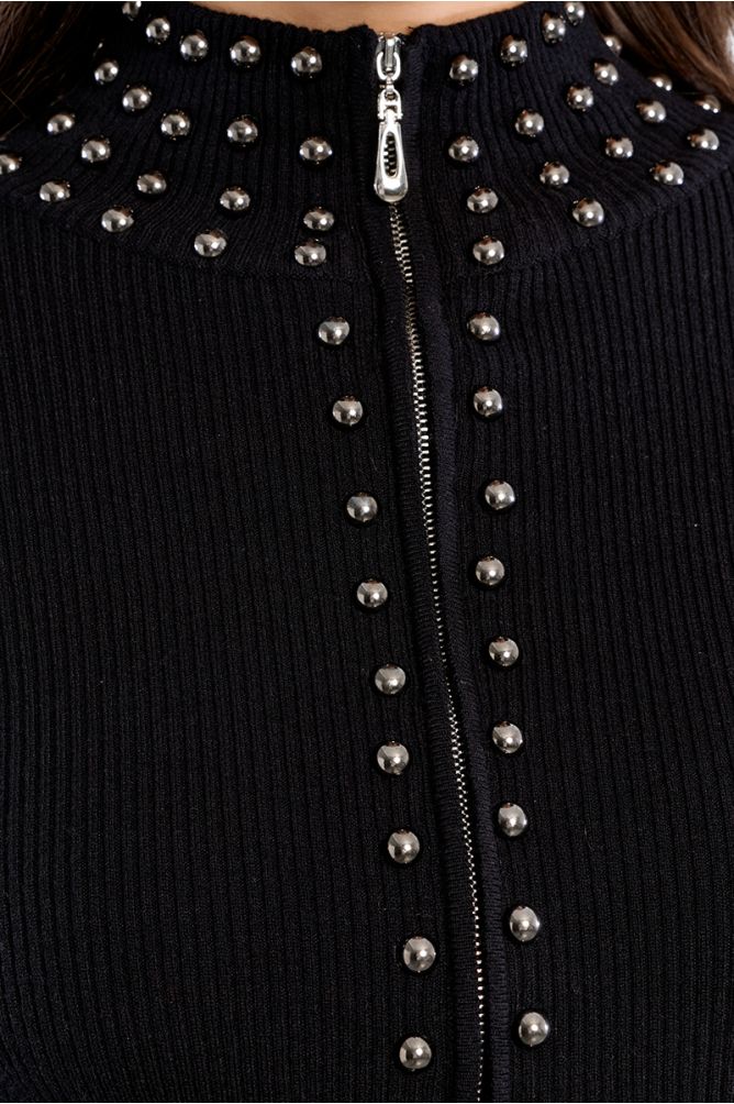 Vestido midi de punto detalle abalorios