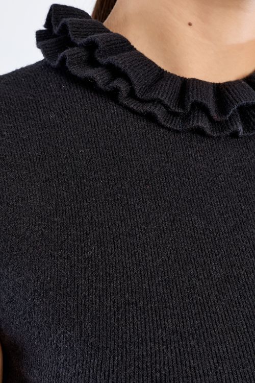 Short-sleeved knitted sweater, Victorian collar