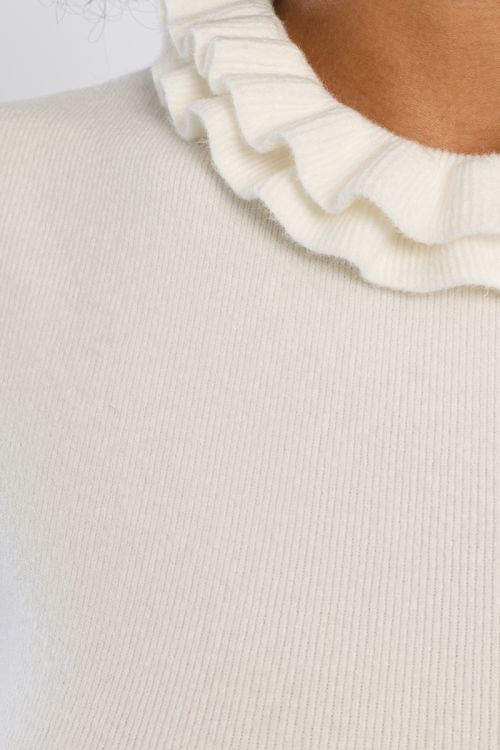 Short-sleeved knitted sweater, Victorian collar