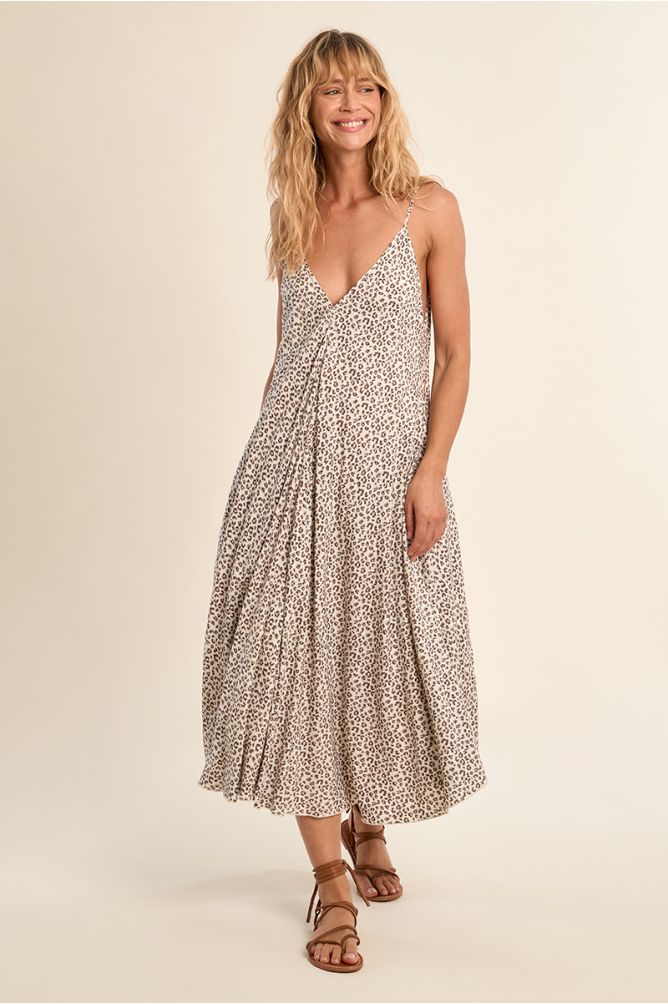 Long flowing leopard print dress