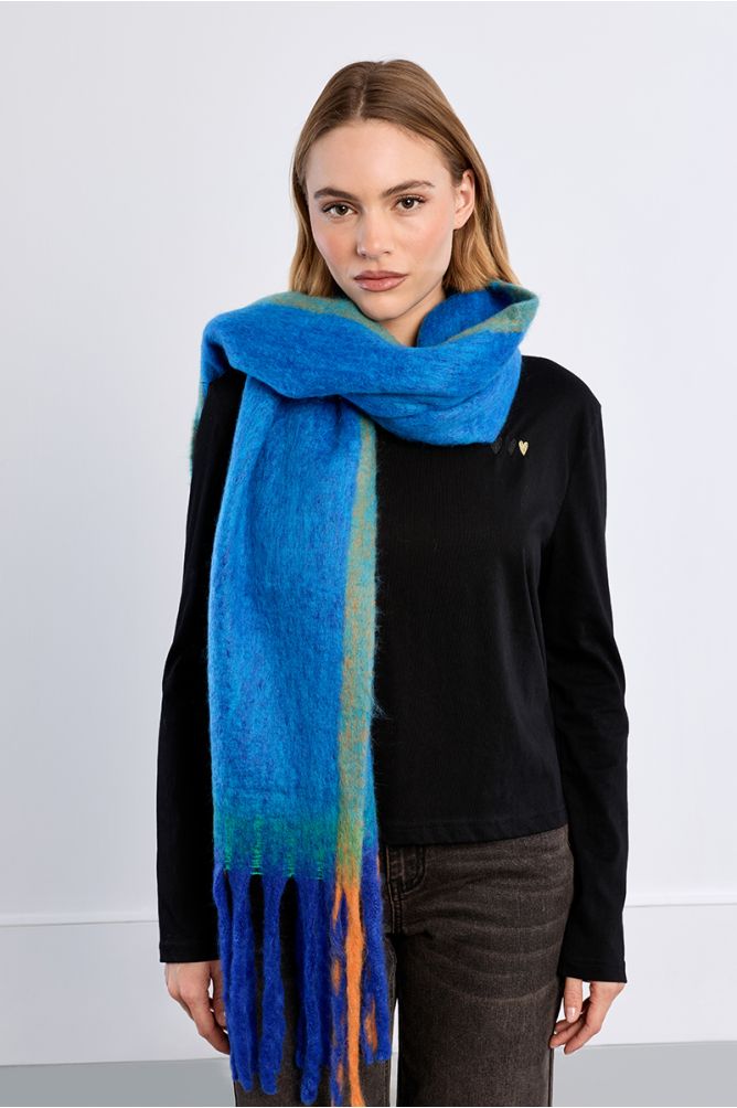 Bufanda multicolor con flecos