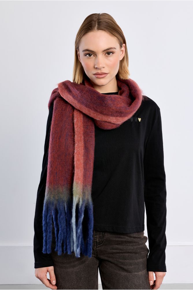 Bufanda multicolor con flecos