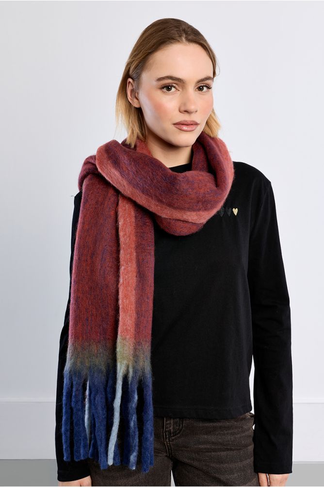 Bufanda multicolor con flecos