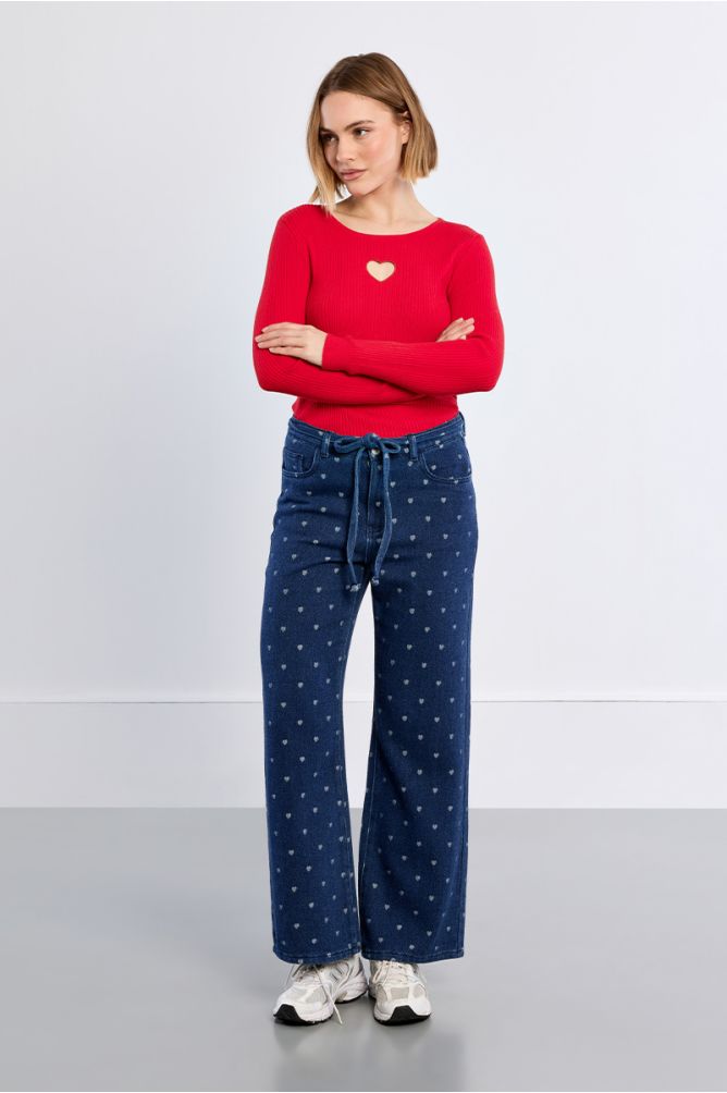 Cotton trousers, with hearts