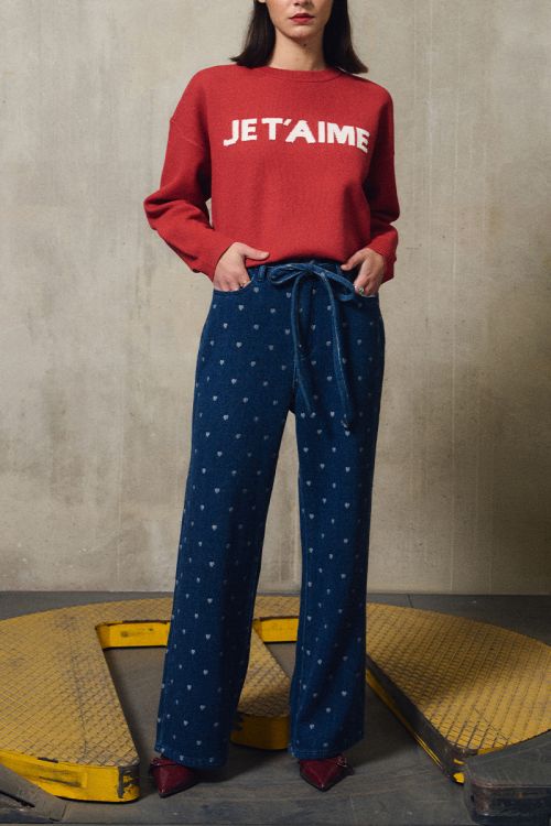 Pantalon en coton, à cœurs