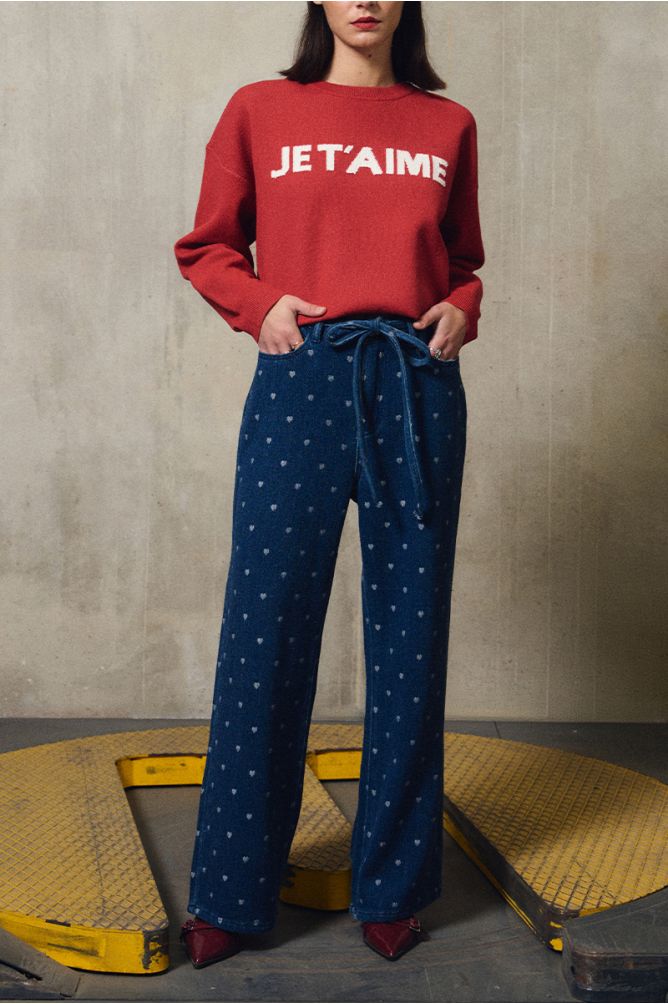 Pantalon en coton, à cœurs