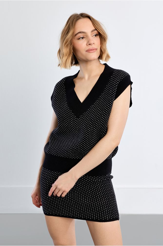 Pull sans manches, à pois